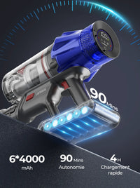 Aspirateur Sans Fil Puissant - Aspirateur Balai Autonomie 90 Minutes
