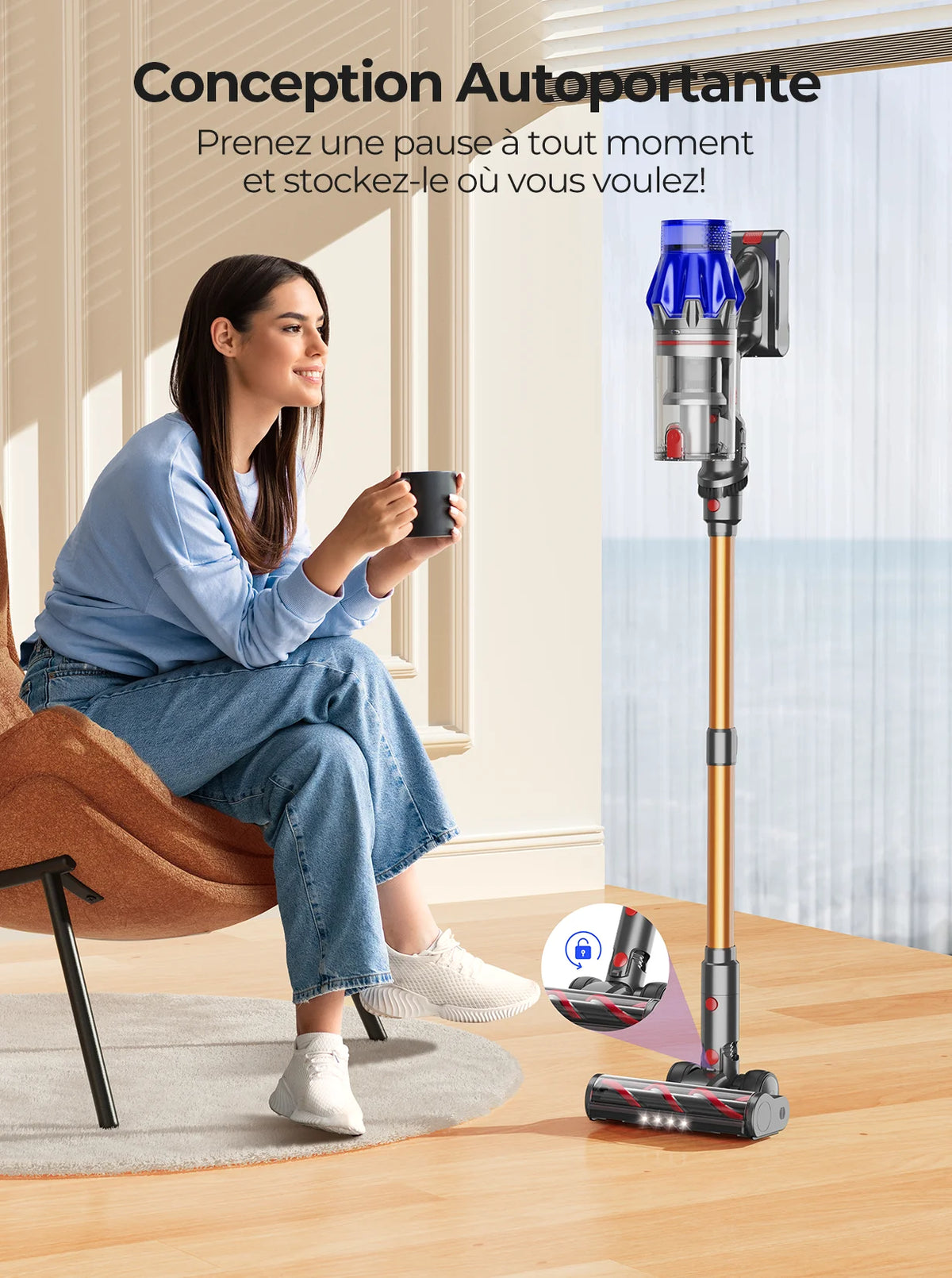 Aspirateur Sans Fil Puissant - Aspirateur Balai Autonomie 90 Minutes